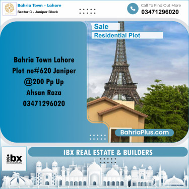 10 Marla Residential Plot for Sale in Sector C - Janiper Block -  Bahria Town, Lahore - (BP-350174)
