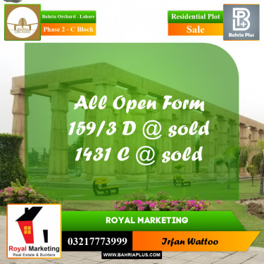 5 Marla Residential Plot for Sale in Phase 2 - C Block -  Bahria Orchard, Lahore - (BP-350209)