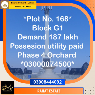 20 Marla Residential Plot for Sale in Phase 4 - G1 Block -  Bahria Orchard, Lahore - (BP-350409)