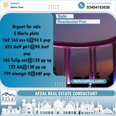 Residential Plot for Sale in Bahria Town, Lahore - (BP-350414)
