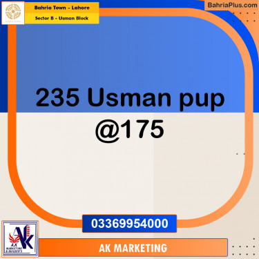 8 Marla Residential Plot for Sale in Sector B - Usman Block -  Bahria Town, Lahore - (BP-350418)