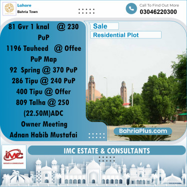 Residential Plot for Sale in Bahria Town, Lahore - (BP-350432)
