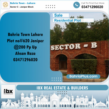 10 Marla Residential Plot for Sale in Sector C - Janiper Block -  Bahria Town, Lahore - (BP-350438)