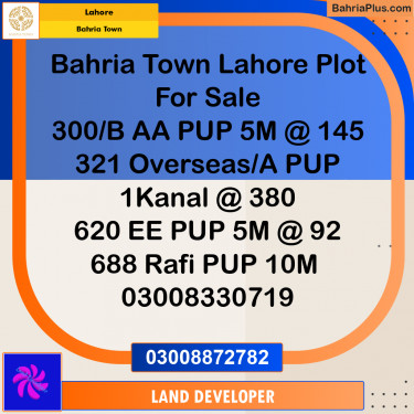 1000 Marla Residential Plot for Sale in Bahria Town, Lahore - (BP-350496)