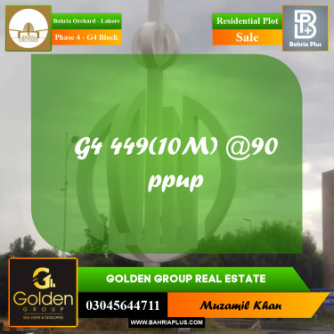 10 Marla Residential Plot for Sale in Phase 4 - G4 Block -  Bahria Orchard, Lahore - (BP-350508)