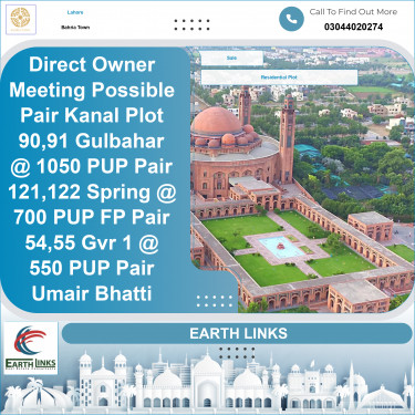 2 Kanal Residential Plot for Sale in Bahria Town, Lahore - (BP-350588)