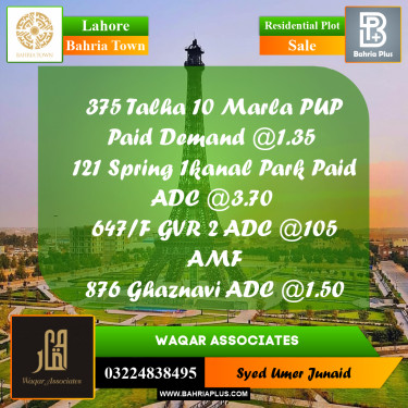Residential Plot for Sale in Bahria Town, Lahore - (BP-350695)
