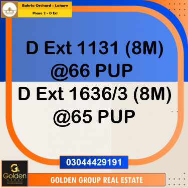 8 Marla Residential Plot for Sale in Phase 2 - D Ext -  Bahria Orchard, Lahore - (BP-350697)