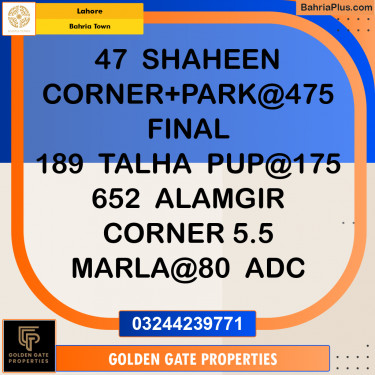 Residential Plot for Sale in Bahria Town, Lahore - (BP-350814)