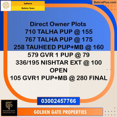 Residential Plot for Sale in Bahria Town, Lahore - (BP-350835)