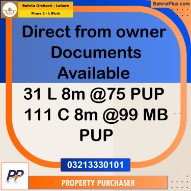 8 Marla Residential Plot for Sale in Phase 2 - L Block -  Bahria Orchard, Lahore - (BP-350984)