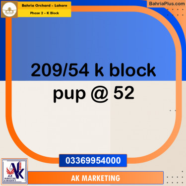 5 Marla Residential Plot for Sale in Phase 2 - K Block -  Bahria Orchard, Lahore - (BP-351080)