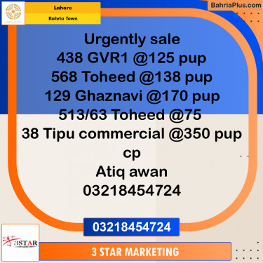 Residential Plot for Sale in Bahria Town, Lahore - (BP-351116)