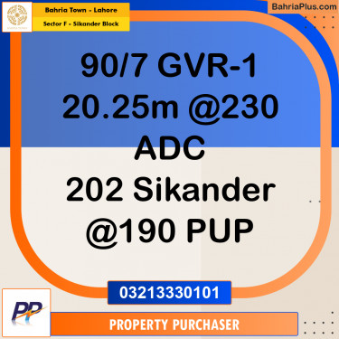 1 Kanal Residential Plot for Sale in Sector F - Sikander Block -  Bahria Town, Lahore - (BP-351147)