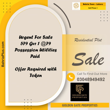 5 Marla Residential Plot for Sale in Golf Phase 1 -  Bahria Town, Lahore - (BP-351174)