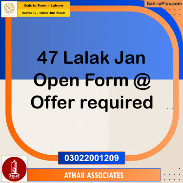 5 Marla Residential Plot for Sale in Sector G - Lalak Jan Block -  Bahria Town, Lahore - (BP-351180)