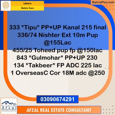 Residential Plot for Sale in Bahria Town, Lahore - (BP-351181)