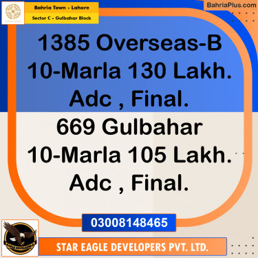 10 Marla Residential Plot for Sale in Sector C - Gulbahar Block -  Bahria Town, Lahore - (BP-351214)