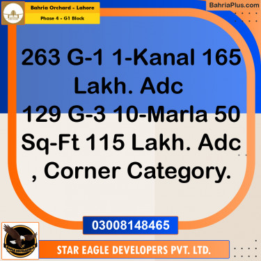 1 Kanal Residential Plot for Sale in Phase 4 - G1 Block -  Bahria Orchard, Lahore - (BP-351252)