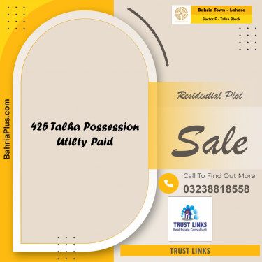 10 Marla Residential Plot for Sale in Sector F - Talha Block -  Bahria Town, Lahore - (BP-351281)