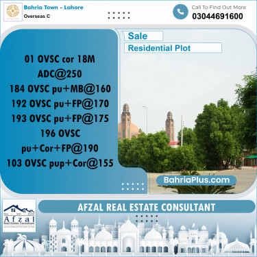 Residential Plot for Sale in Overseas C -  Bahria Town, Lahore - (BP-351318)