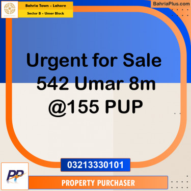 8 Marla Residential Plot for Sale in Sector B - Umer Block -  Bahria Town, Lahore - (BP-351327)