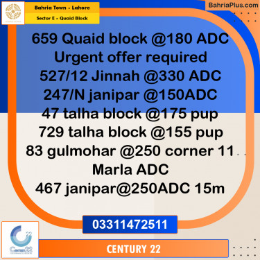 10 Marla Residential Plot for Sale in Sector E - Quaid Block -  Bahria Town, Lahore - (BP-351331)