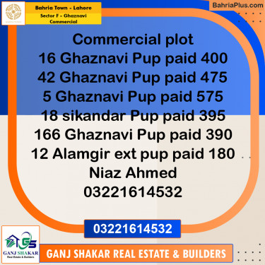 5 Marla Residential Plot for Sale in Sector F - Ghaznavi Commercial -  Bahria Town, Lahore - (BP-351378)