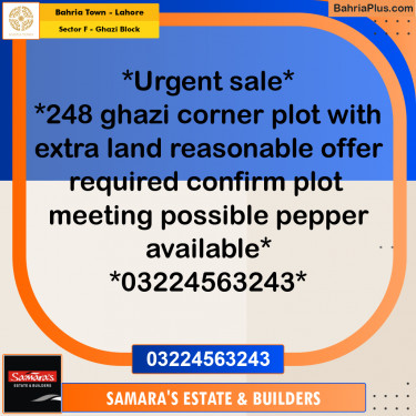 10 Marla Residential Plot for Sale in Sector F - Ghazi Block -  Bahria Town, Lahore - (BP-351418)