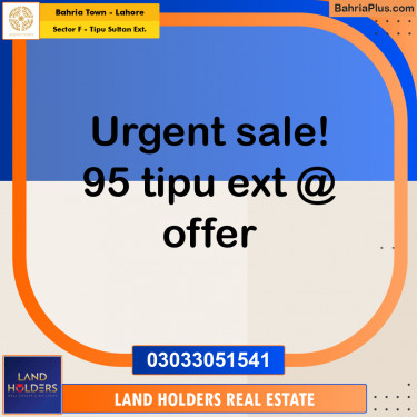5 Marla Residential Plot for Sale in Sector F - Tipu Sultan Ext. -  Bahria Town, Lahore - (BP-351441)