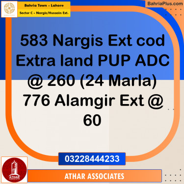 20 Marla Residential Plot for Sale in Sector C - Nargis/Hussain Ext. -  Bahria Town, Lahore - (BP-351530)