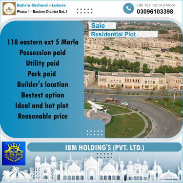 5 Marla Residential Plot for Sale in Phase 1 - Eastern District Ext. I -  Bahria Orchard, Lahore - (BP-351553)