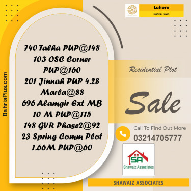 Residential Plot for Sale in Bahria Town, Lahore - (BP-351610)