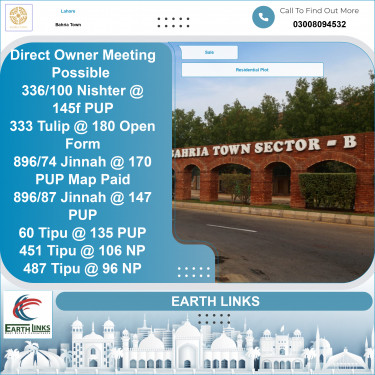 10 Marla Residential Plot for Sale in Bahria Town, Lahore - (BP-351627)