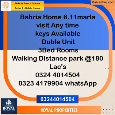 Residential Plot for Sale in Sector E - Bahria Homes -  Bahria Town, Lahore - (BP-351654)