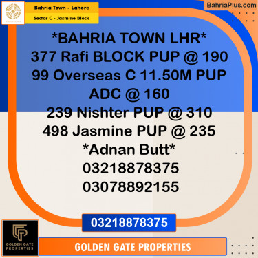 10 Marla Residential Plot for Sale in Sector C - Jasmine Block -  Bahria Town, Lahore - (BP-351659)
