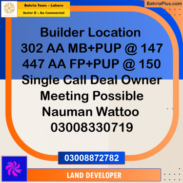 5 Marla Residential Plot for Sale in Sector D - AA Commercial -  Bahria Town, Lahore - (BP-351705)