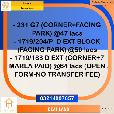 Residential Plot for Sale in Bahria Town, Lahore - (BP-351852)