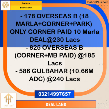 Residential Plot for Sale in Bahria Town, Lahore - (BP-351858)