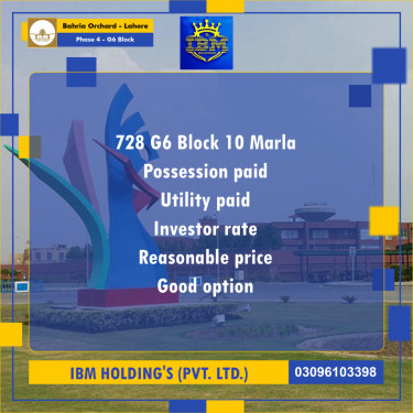 10 Marla Residential Plot for Sale in Phase 4 - G6 Block -  Bahria Orchard, Lahore - (BP-351868)