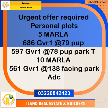 Residential Plot for Sale in Bahria Town, Lahore - (BP-351951)