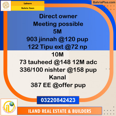 Residential Plot for Sale in Bahria Town, Lahore - (BP-351994)