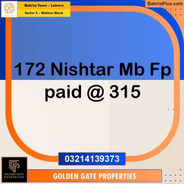 1 Kanal Residential Plot for Sale in Sector E - Nishtar Block -  Bahria Town, Lahore - (BP-352224)