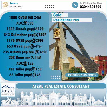 Residential Plot for Sale in Bahria Town, Lahore - (BP-352228)