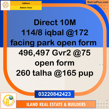 Residential Plot for Sale in Bahria Town, Lahore - (BP-352285)