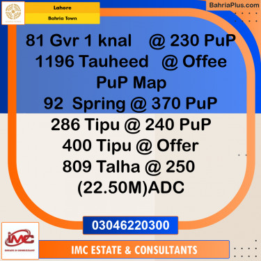 Residential Plot for Sale in Bahria Town, Lahore - (BP-352366)