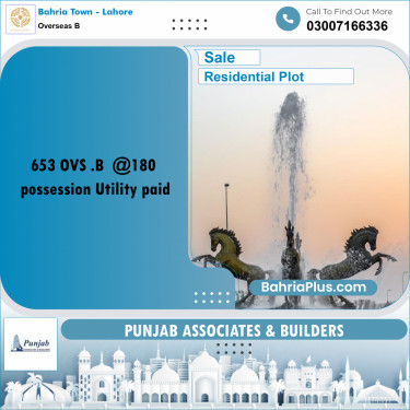 Residential Plot for Sale in Overseas B -  Bahria Town, Lahore - (BP-352422)