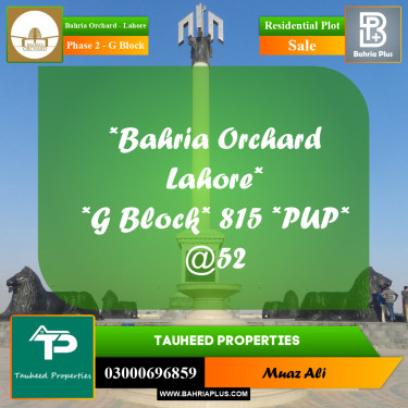 5 Marla Residential Plot for Sale in Phase 2 - G Block -  Bahria Orchard, Lahore - (BP-352620)