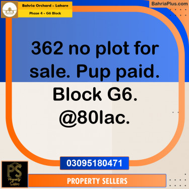 10 Marla Residential Plot for Sale in Phase 4 - G6 Block -  Bahria Orchard, Lahore - (BP-352839)