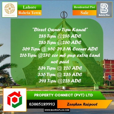 Residential Plot for Sale in Bahria Town, Lahore - (BP-352903)